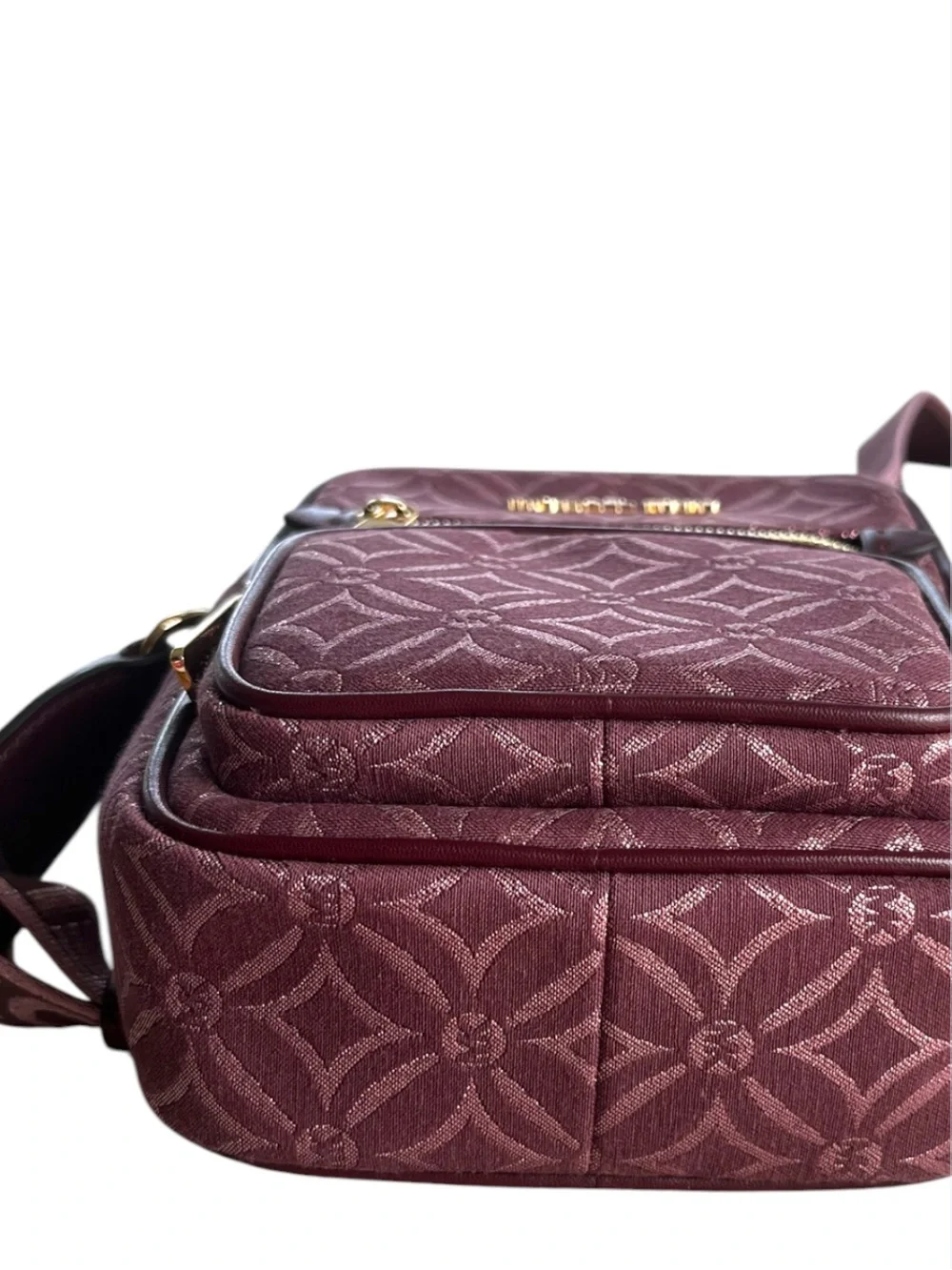 Michael Kors Jet Set Burgundy Metallic Logo Jacquard Crossbody Bag Travel Purse